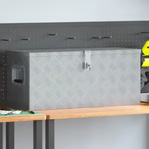 Lukustatav alumiiniumist hoiukast 80 x 30 x 35 cm, hõbedane