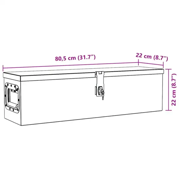 Alumiiniumist lukustatav tööriistakast kahe käepidemega, hõbedane, 80,5 x 22 x 22 cm – 8