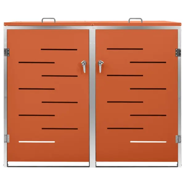 Lukustatav kahe prügikasti kuur oranž, tsingitud teras, roostevaba raam, 138 x 77,5 x 112,5 cm – 3