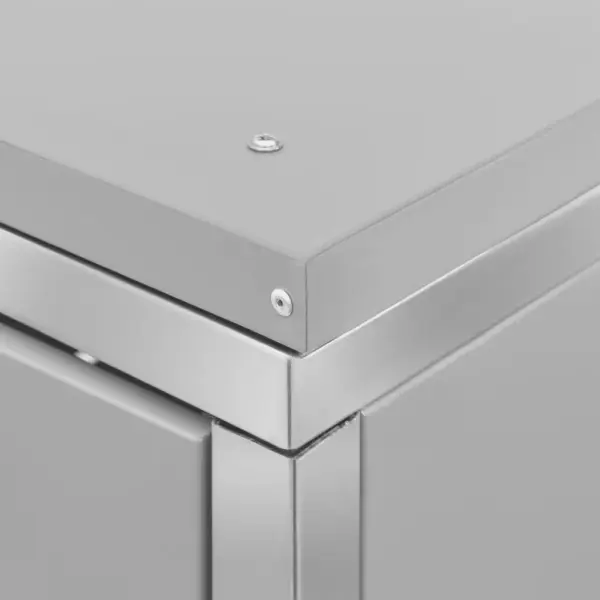 Ühe ratastega prügikasti hoiukuur, hall tsingitud teras ja roostevaba teras, lukustatav, 69 x 77,5 x 112,5 cm – 10