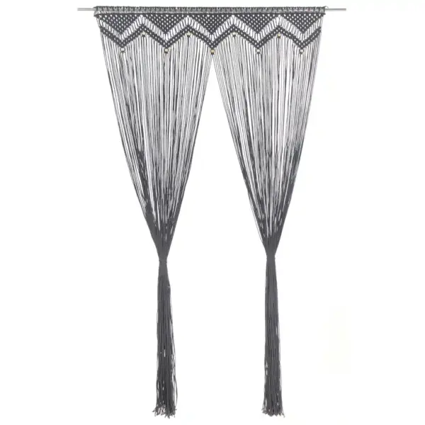 Makrameekardin uksele ja aknale, antratsiithall, 140 x 240 cm, käsitsi valmistatud puuvilla-polüestri segust – 2