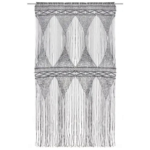 Makrameekardin ukse- ja aknaavale, antratsiithall, 140 x 240 cm – 3