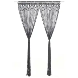 Makrameekardin uksele ja aknale, antratsiithall, 140 x 240 cm, puuvillasegu