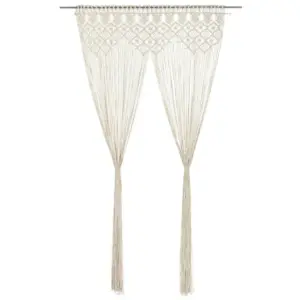 Makrameekardin uksele ja aknale, kreemjasvalge puuvill, 140 x 240 cm