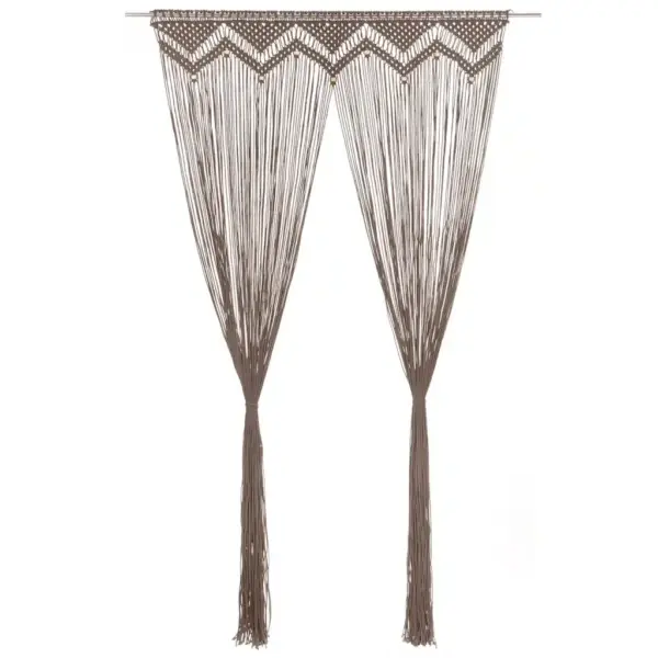 Makrameekardin uksele ja aknale, pruunikashall, 140 x 240 cm, 80% puuvill 20% polüester – 2
