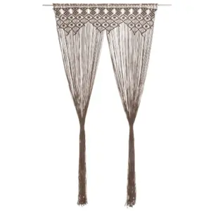 Makrameekardin uksele ja aknale, käsitsi valmistatud, pruunikashall, 140 x 240 cm