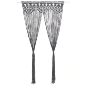 Makrameekardin uksele või aknale, antratsiithall puuvillasegu, 140 x 240 cm