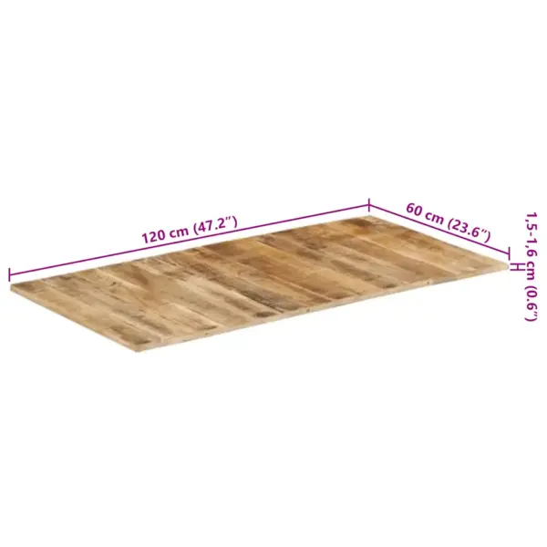 Mangopuidust lauaplaat, pruun, 120 x 60 cm, paksus 15–16 mm – 11