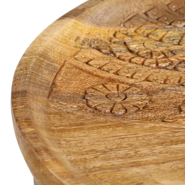 Ümmargused lisalauad 2 tk, mangopuit ja teras, pruun/must, nikerdatud lillemustriga – 6