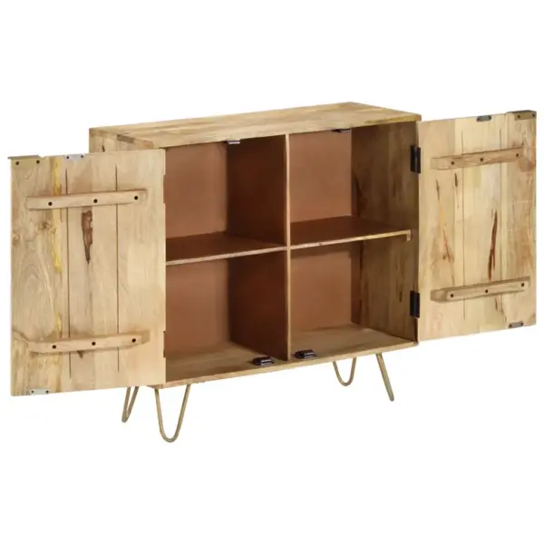 Mangopuidust puhvetkapp terasjalgadel, hele, 80 x 30 x 75 cm - 3