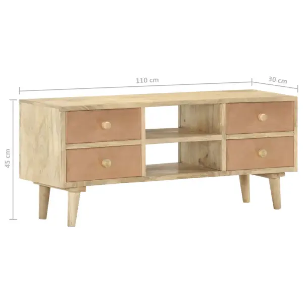Mangopuidust telerikapp nelja sahtliga, 110 x 30 x 45 cm – 8