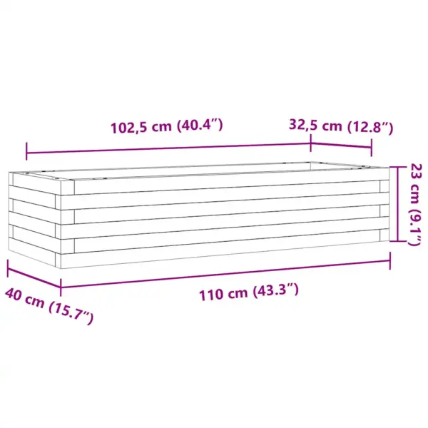 Männipuidust aia taimekast avatud põhjaga, vahapruun, 110 x 40 x 23 cm – 10