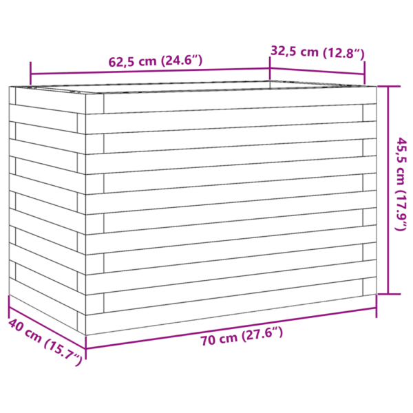 Aia taimekast avatud põhjaga, töötlemata männipuit, 70 x 40 x 45,5 cm – 10