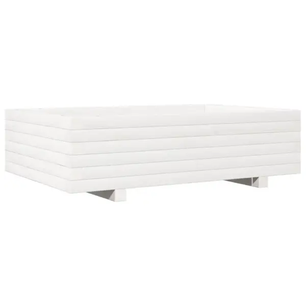 Valge männipuidust aia taimekast, 90 x 60 x 26,5 cm - 2