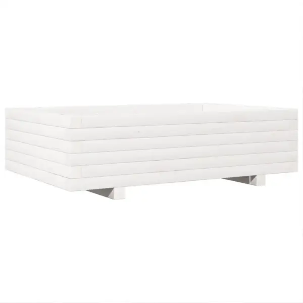 Valge männipuidust aia taimekast, 90 x 60 x 26,5 cm - 7