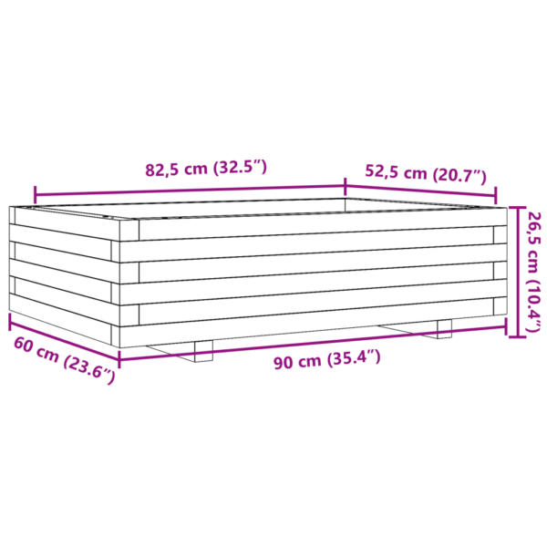 Männipuidust aia taimekast, töötlemata, 90 x 60 x 26,5 cm – 10