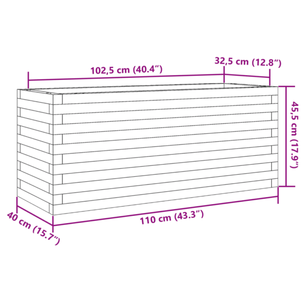 Aia taimekast männipuidust, vahapruun, 110 x 40 x 45,5 cm – 10