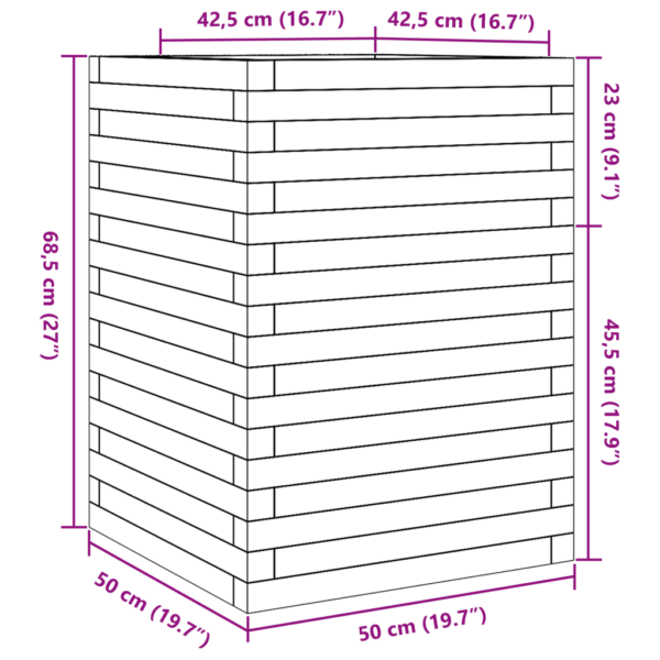 Aia taimekast männipuidust, vahapruun, 50 x 50 x 68,5 cm – 10