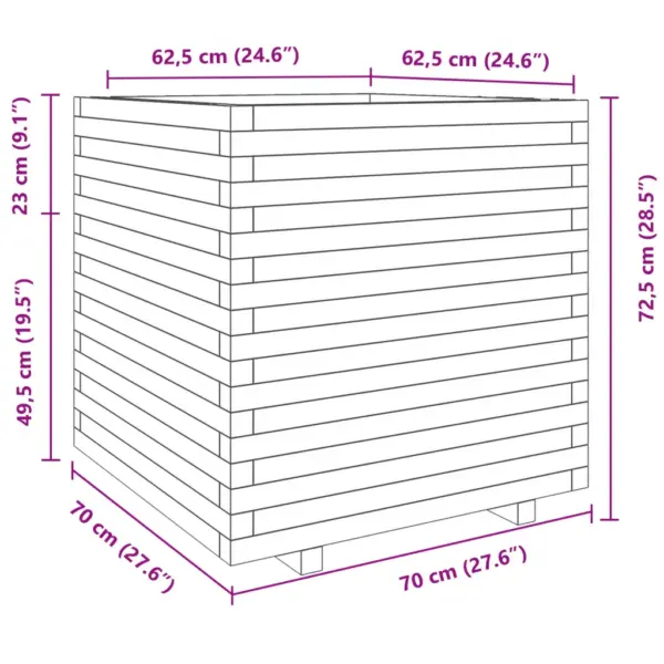 Aia taimekast männipuidust, vahapruun, 70 x 70 x 72,5 cm - 10