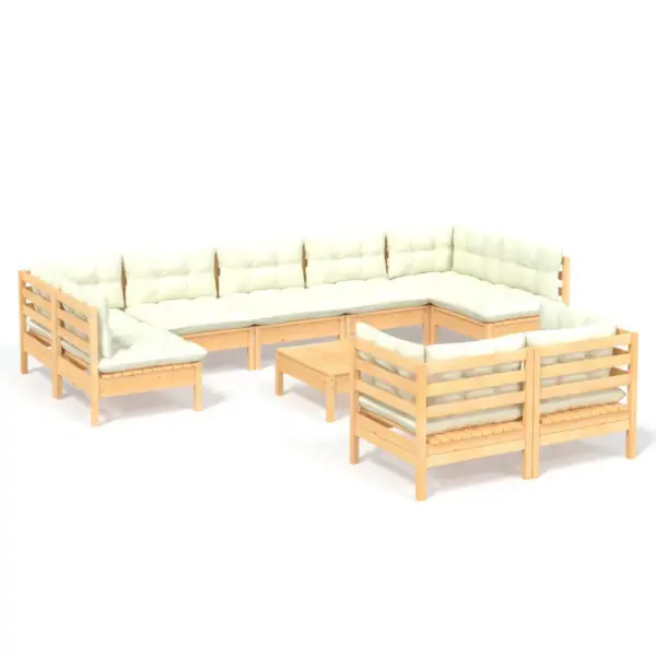 10-osaline männipuidust aiadiivanikomplekt kreemjate patjadega – 2