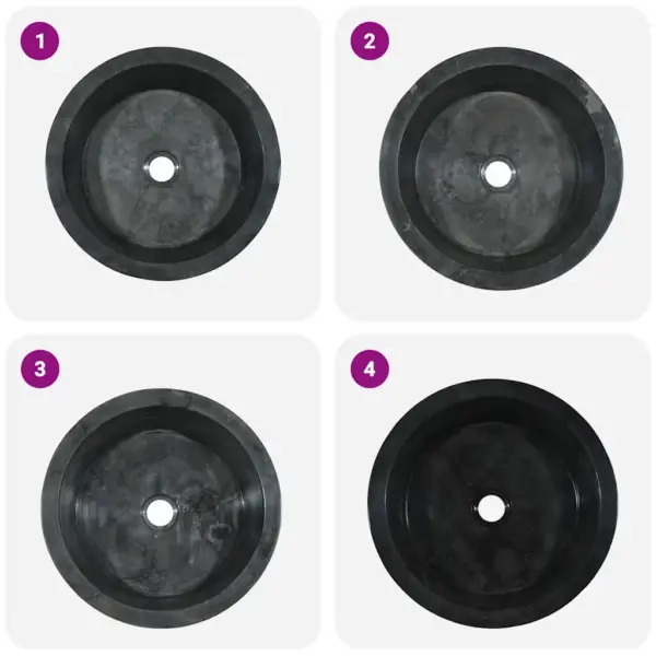 Ümar marmorist valamu, must, Ø40 x 15 cm – 7