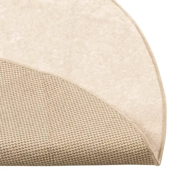 Ümmargune madalakarvaline vaip Marsa, kreemjas, Ø 120 cm, polüester veluur ja PVC, mittelibiseva põhjaga – 4
