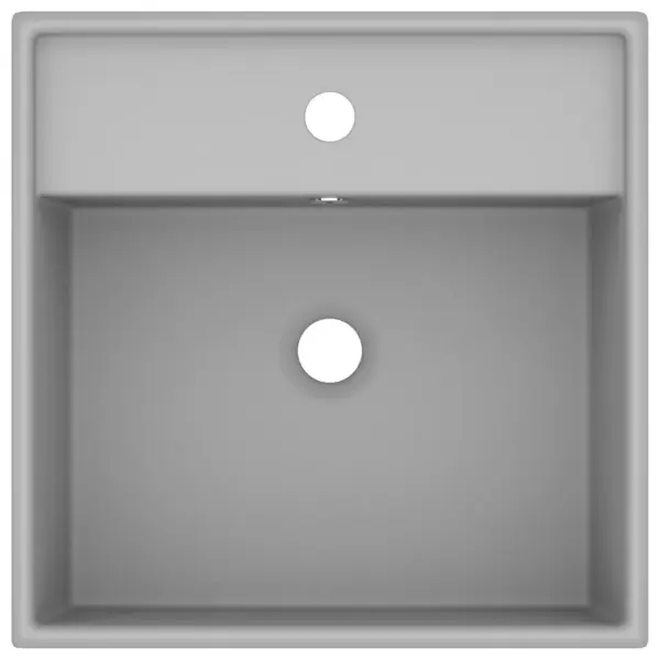 Kandiline matt helehall keraamiline valamu ülevooluga, 41 x 41 cm – 3