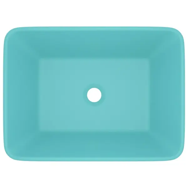 Matt heleroheline ristkülikukujuline keraamiline kapipealne valamu 41 x 30 x 12 cm – 3