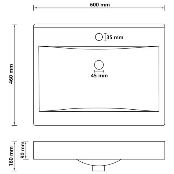 Matt helesinine keraamiline valamu kraaniauguga, 60 x 46 cm, kappi või seinale – 6