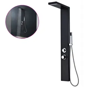 Matt must alumiinium dušipaneeli süsteem vihma ja massaažifunktsiooniga, 15 x 47 x 130 cm