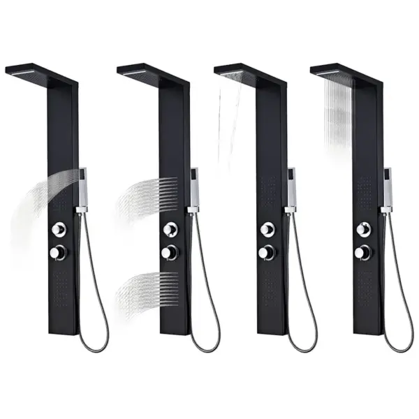 Matt must alumiinium dušipaneeli süsteem vihma ja massaažifunktsiooniga, 15 x 47 x 130 cm – 3