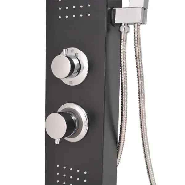 Matt must alumiinium dušipaneeli süsteem vihma ja massaažifunktsiooniga, 15 x 47 x 130 cm – 8