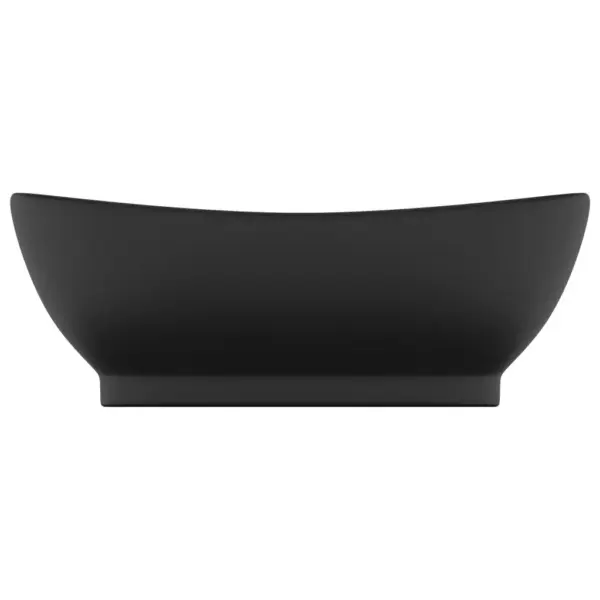 Ovaalne mattmust keraamiline valamu ülevooluga, kapi peale, 58,5 x 39 cm – 3