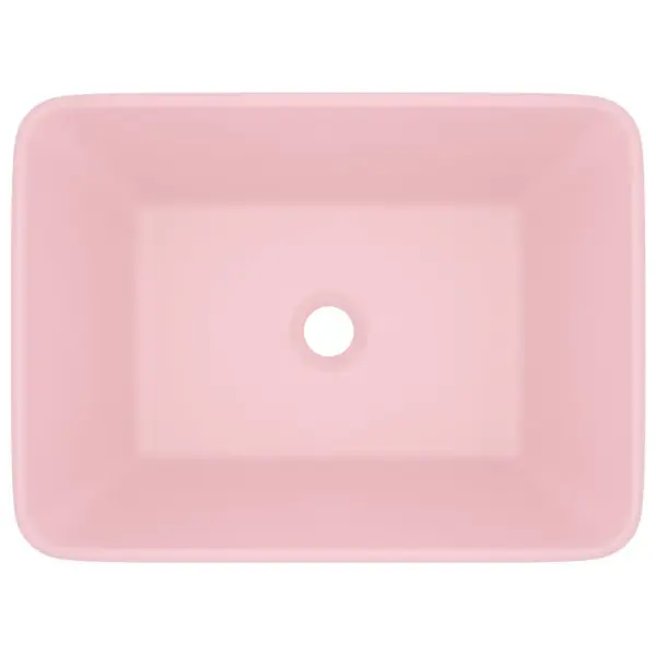 Matt roosa keraamiline ristkülikukujuline valamu, kapi peale, 41 x 30 x 12 cm – 3