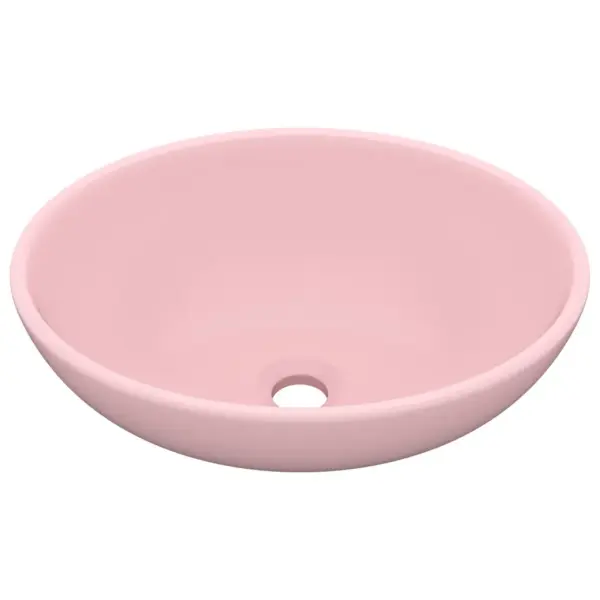 Matt roosa ovaalne keraamiline valamu kapi peale, 40 x 33 cm – 2