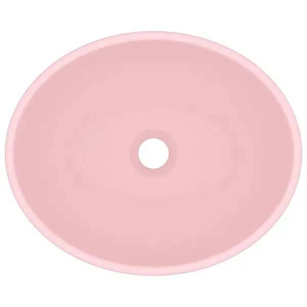 Matt roosa ovaalne keraamiline valamu kapi peale, 40 x 33 cm – 4