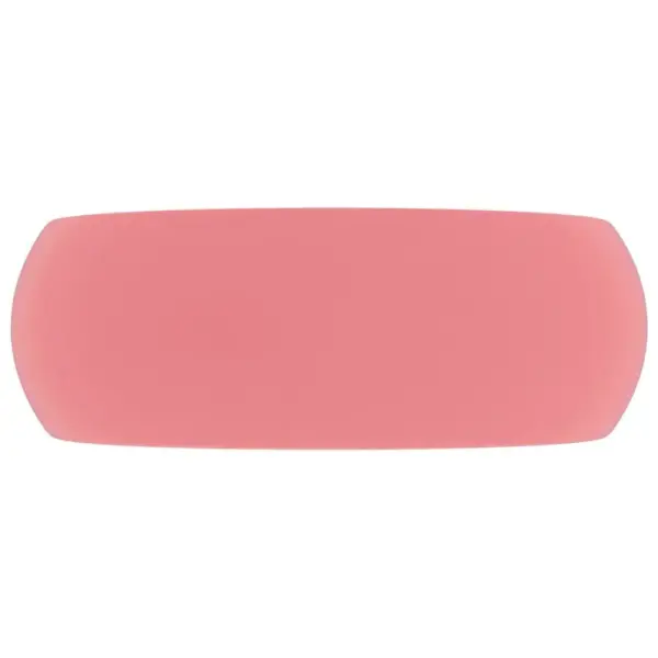 Ümmargune keraamiline valamu, matt roosa, 40 x 15 cm, kapi peale – 3