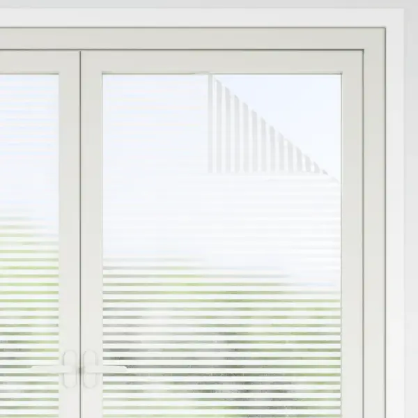 Matt triibuline iseliimuv aknakile privaatsuseks, PVC, valge, 45 x 2000 cm – 4