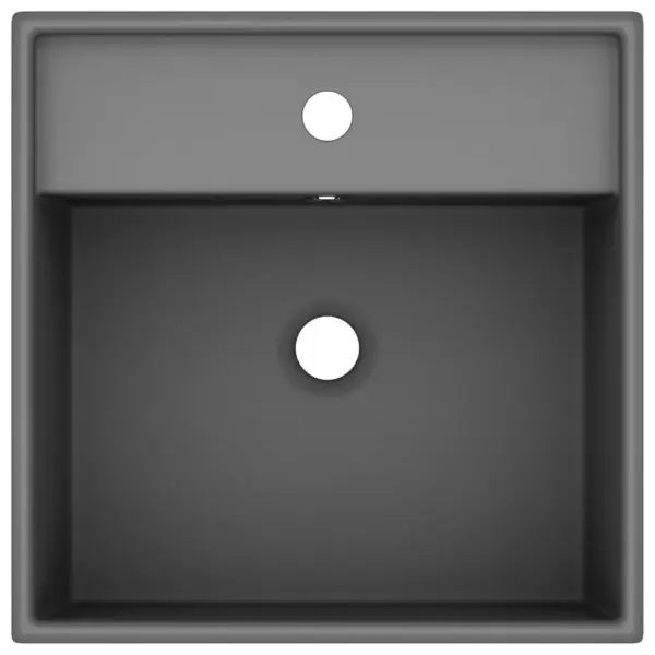 Kandiline keraamiline valamu ülevooluga, matt tumehall, 41 x 41 cm – 3