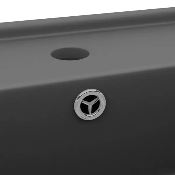 Kandiline keraamiline valamu ülevooluga, matt tumehall, 41 x 41 cm – 5