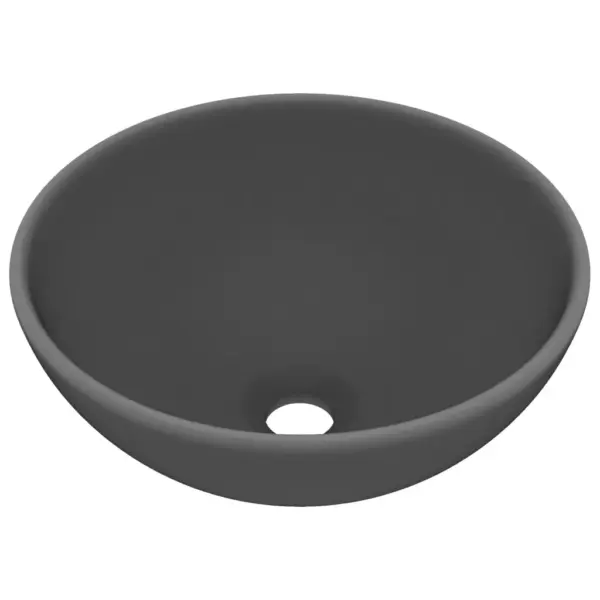 Ümmargune keraamiline valamukauss kapi peale, matt tumehall, 32,5 x 14 cm – 2