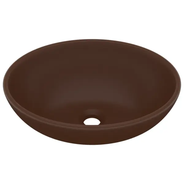 Ovaalne keraamiline vannitoa valamu, matt tumepruun, kapi peale, 40 x 33 cm – 2
