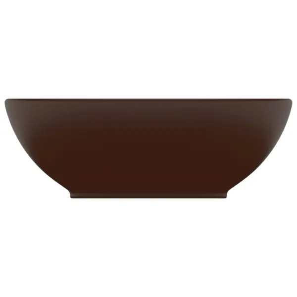 Ovaalne keraamiline vannitoa valamu, matt tumepruun, kapi peale, 40 x 33 cm – 3
