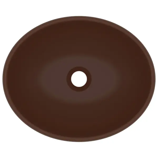 Ovaalne keraamiline vannitoa valamu, matt tumepruun, kapi peale, 40 x 33 cm – 4
