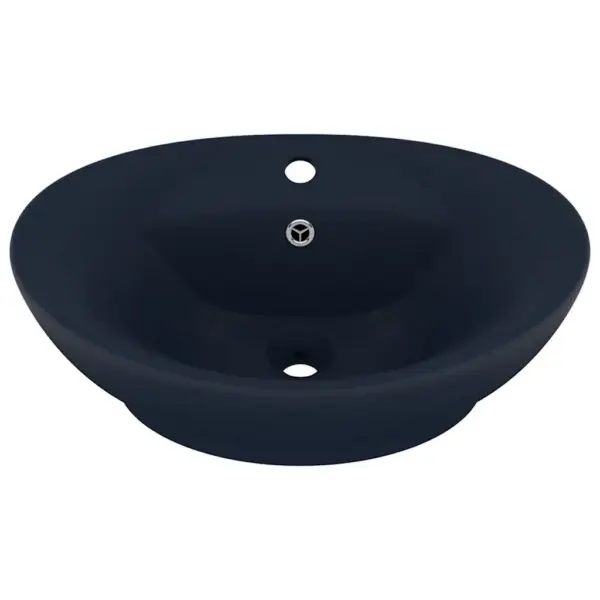 Ovaalne matt tumesinine keraamiline valamukauss ülevooluga, 58,5 x 39 cm – 2