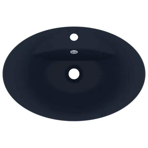 Ovaalne matt tumesinine keraamiline valamukauss ülevooluga, 58,5 x 39 cm – 4
