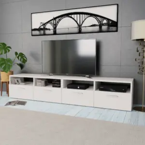 TV-aluskappide komplekt, 2 tk, matt valge tehispuit, 95 x 35 x 36 cm