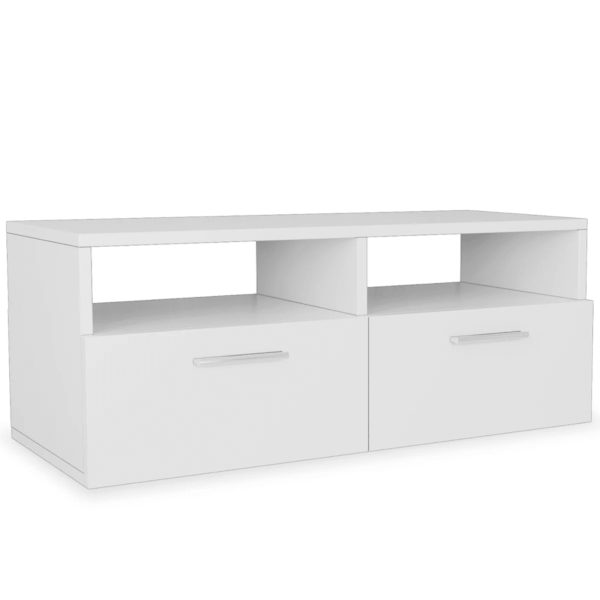 TV-aluskappide komplekt, 2 tk, matt valge tehispuit, 95 x 35 x 36 cm - 3