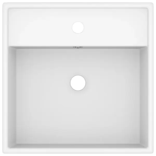 Kandiline mattvalge keraamiline valamu ülevoolu ja kraaniauguga, 41 x 41 cm – 3