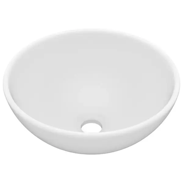 Ümmargune mattvalge keraamiline valamukauss, kapi peale, 32,5 x 14 cm – 2